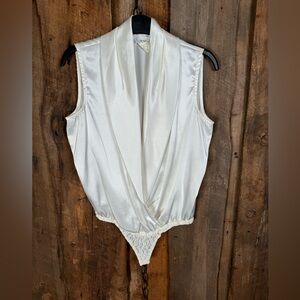 Cache Crème Satin Bodysuit- Size 4